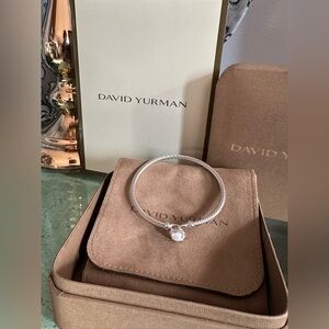 David Yurman Silver Bracelet with White Pearl